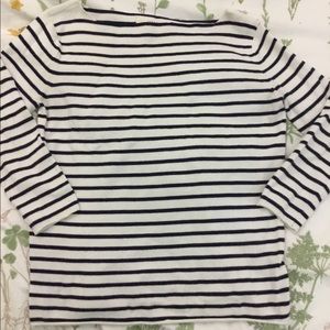 Zara Navy and White Striped Knit Sweater